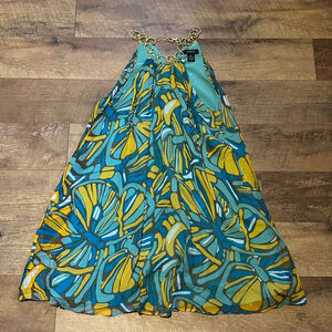 Arden B Blue and Yellow Patterned Dress